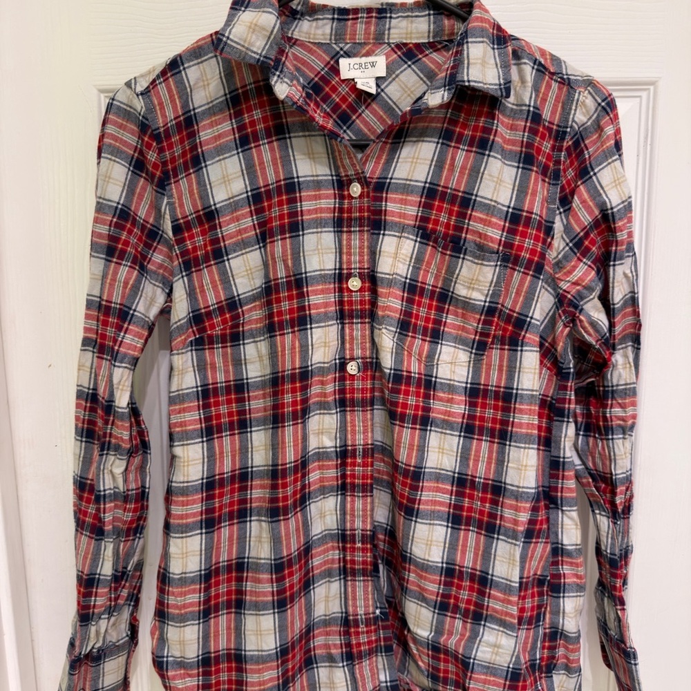 J. Crew Christmas Red Plaid Shirt